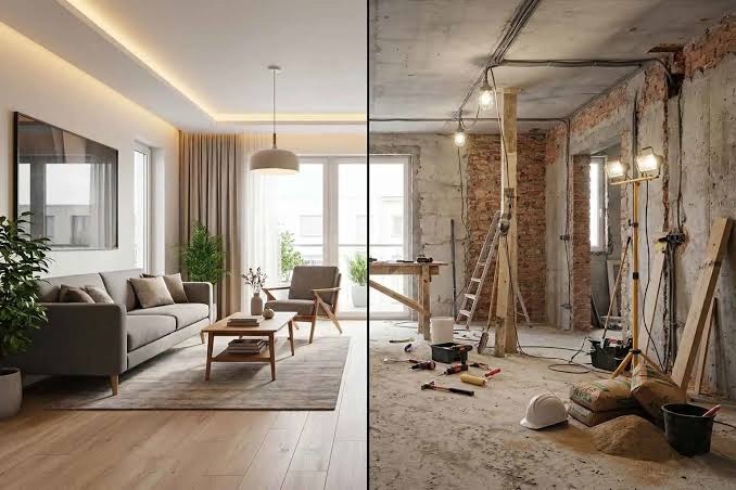 Comparativa de un espacio antes y después de una reforma